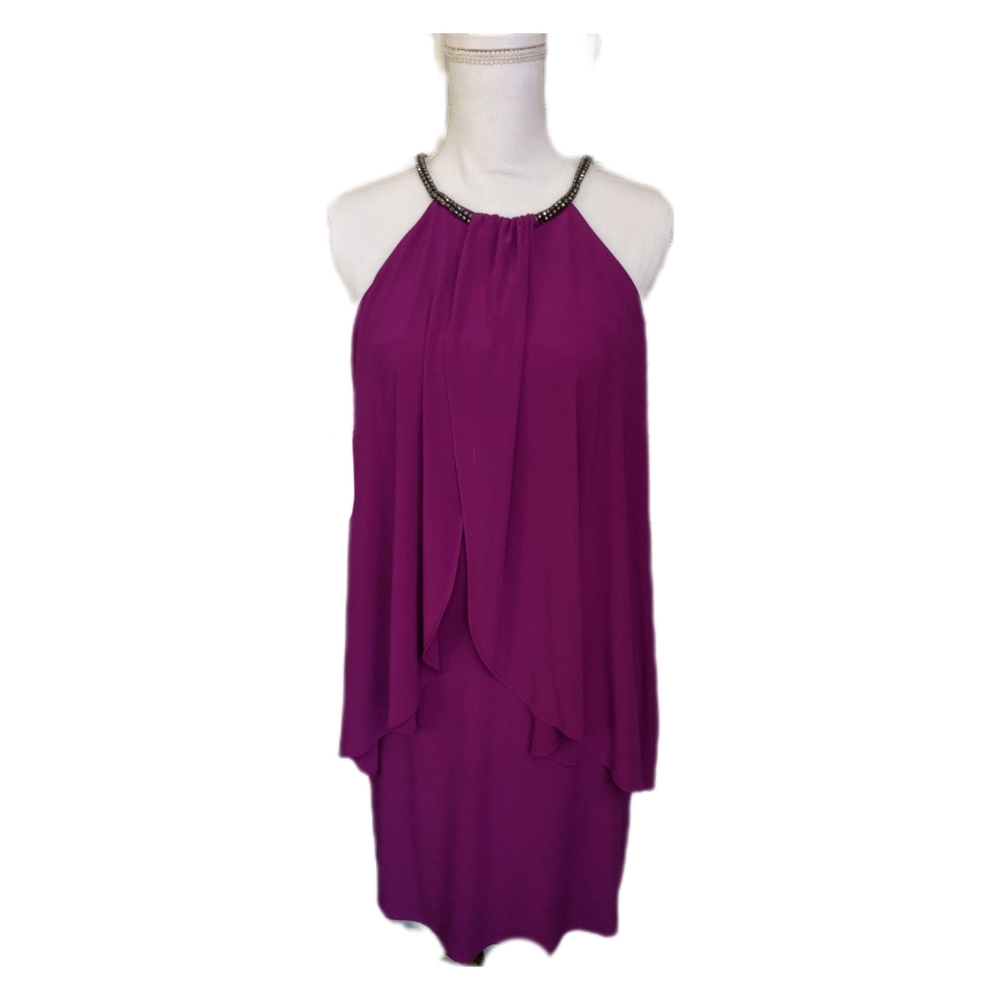 Fuschia Draped Halter Dress-Size 10